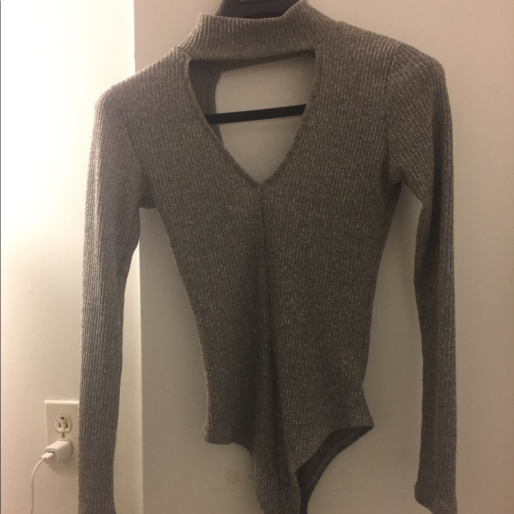 Grey choker bodysuit